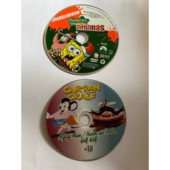 2 Children’s Kids Cartoons Craze Movies SpongeBob Christmas Mighty Mouse DVD - Picture 3 of 3
